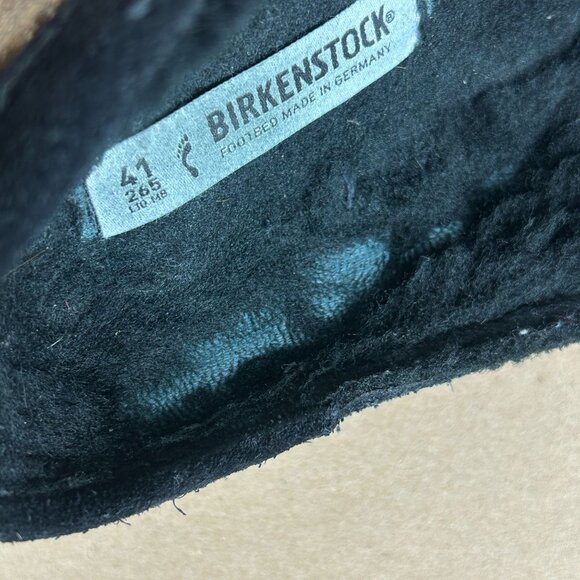 Birkenstock Buckley Suede Shearling Lined Mule Clogs Womens 10 Black Slip On - Picture 9 of 11
